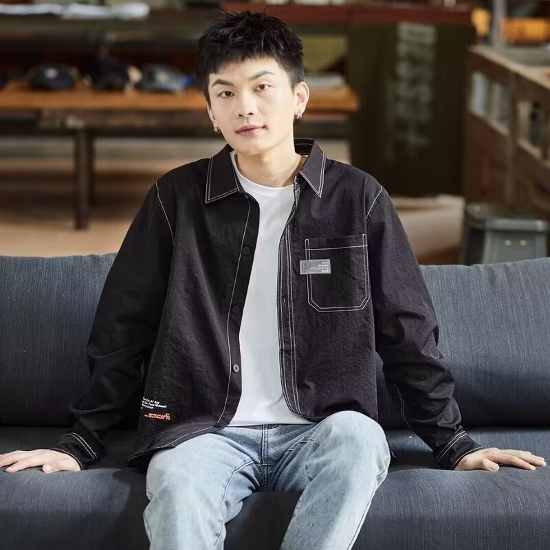 Spring and Autumn New Youth Denim Jacket Boys Handsome Shirt Jacket Junior High School Student Men's Tops Trendy Spring and Autumn New Youth Denim Jacket Boys Handsome Shirt Jacket Junior High School Student Men's Tops Trendy