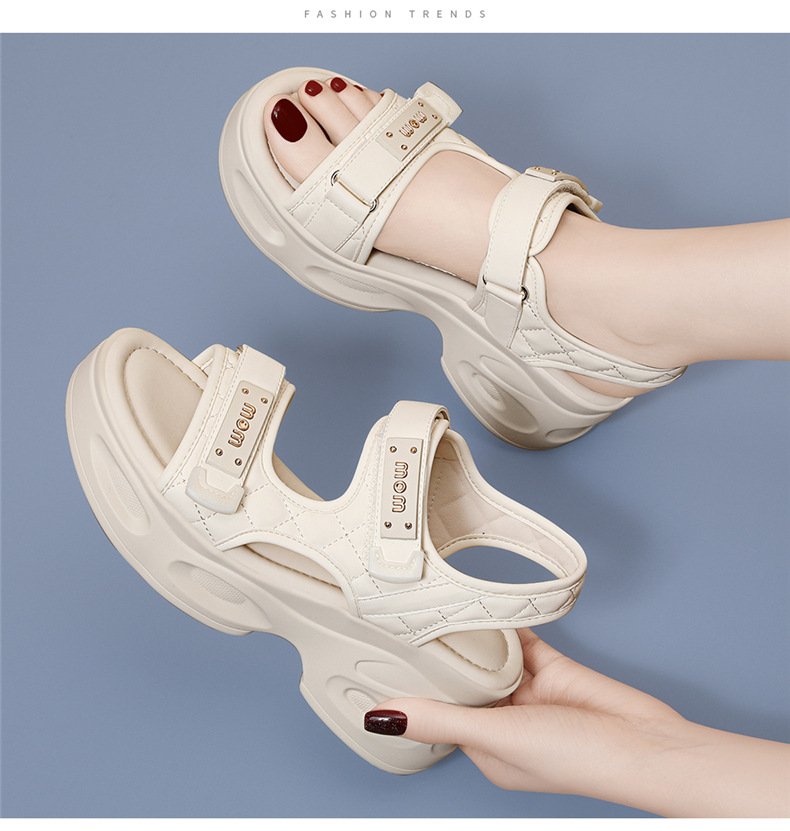 Dép sandal nữ xỏ ngón đế bệt đi biển mùa hè đế dày chống mài mòn — 7128 Màu đen, 7128 màu be chi tiết 11