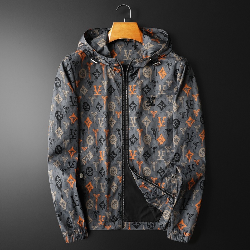 European Trendy Stylish Printed Handsome Spring and Autumn Personalized Men's Hooded Jacket Thin Boyfriend Oversized Coat