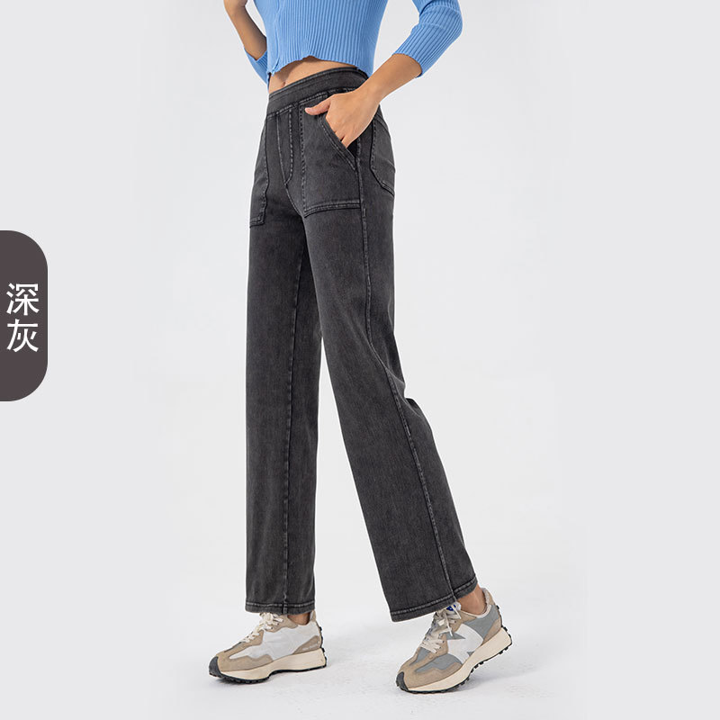 Nuevos vaqueros cargo de estilo americano con múltiples bolsillos para mujer, pantalones casuales de pierna ancha y cintura alta, estilo vintage y moderno.
