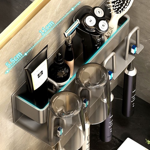 Gunpowder toothbrush holder bathroom without drilling mouthwash cup tooth cup wall-mounted storage rack electric toothbrush stand