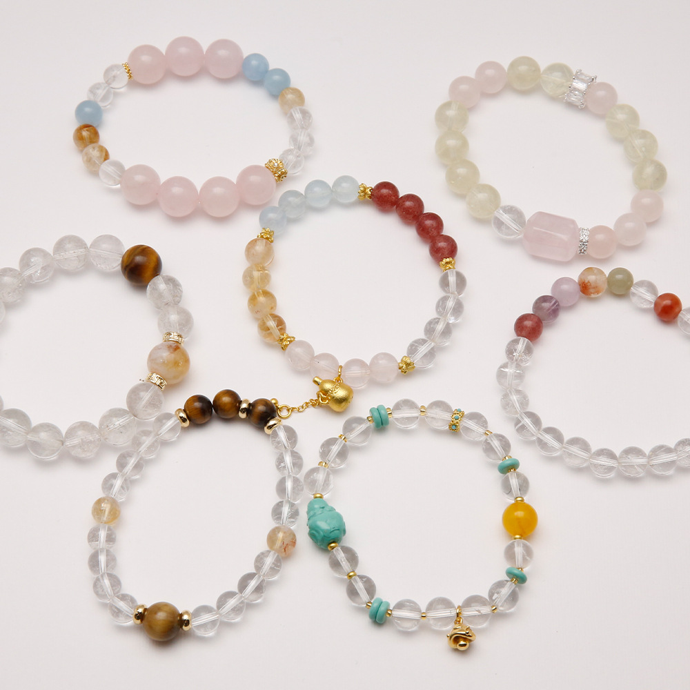 Red de celebridades estilo caliente torre amarilla cristal ojo de tigre calabaza pulsera con cuentas rosa perla real pulsera de cristal natural púrpura mujer