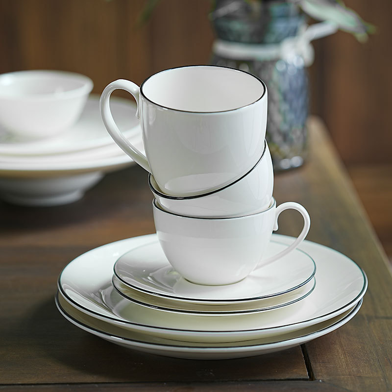 Lucang vajilla taza de café cerámica platillo plato té la tarde del hogar color sólido lujo europeo simple