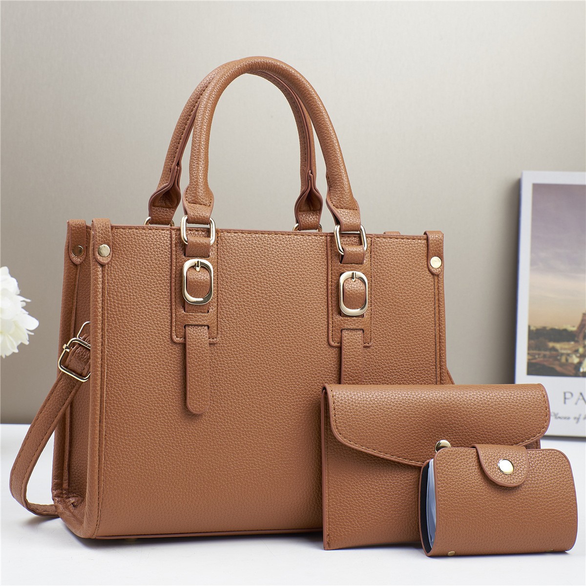 Bolso de tres piezas para niños y madres bolso de tres piezas con textura bolso de hombro de moda comercio exterior al por mayor bolso de mujer de Taizhou bags de calidad
