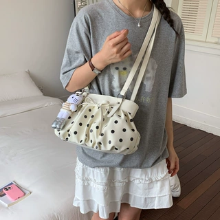 时尚风韩版波点清新甜美托特包大容量腋下包可爱包包女撞色通勤包