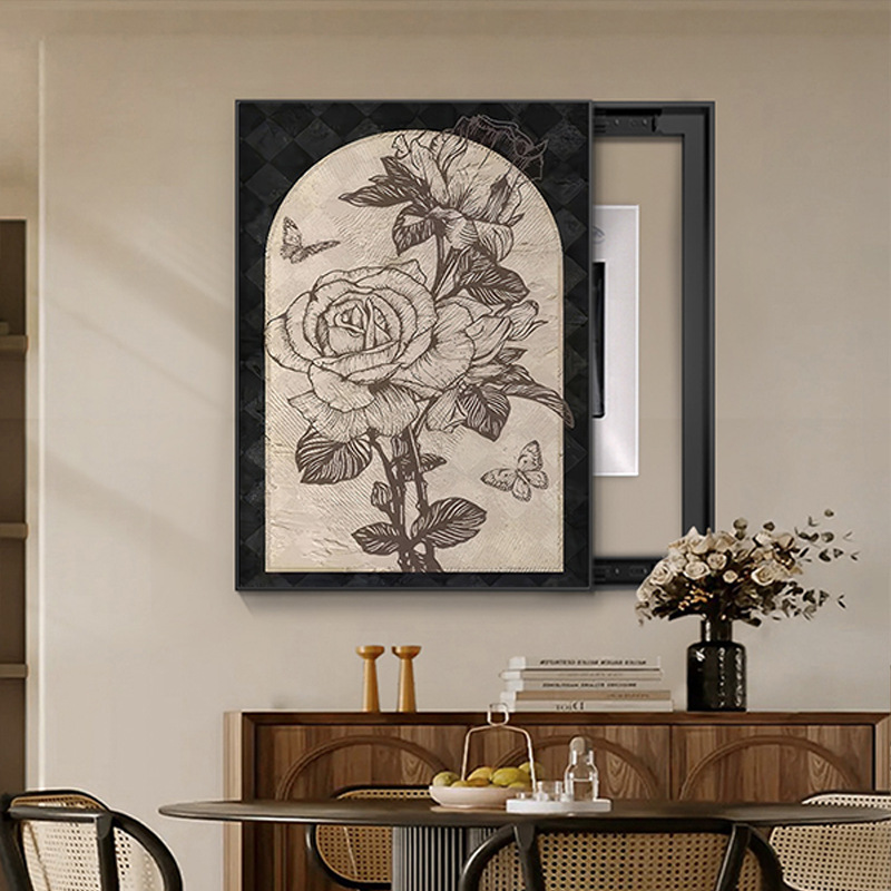 Mid-ancient wind meter box decorative painting Maillard French retro shielding distribution box switch box cover plate vertical hanging painting