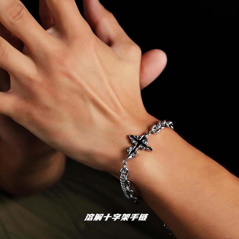 Diablo Cross Bracelet Men's Hip-hop All-match Color-free Design Accessories Women's Trendy Niche Hip-hop Titanium Steel Jewelry