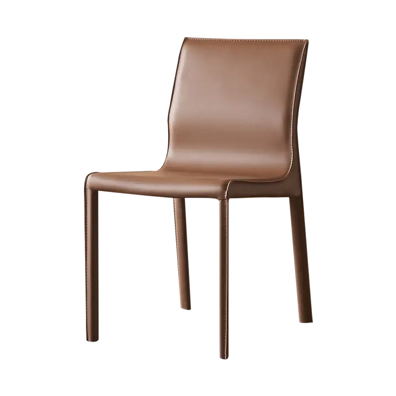 Silla de montar minimalista de estilo italiano, silla de comedor de cuero, respaldo para el hogar, silla de cuero de restaurante, diseño de hotel nórdico de alta gama, silla simple