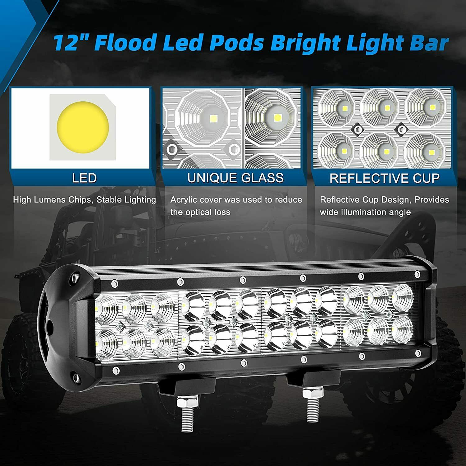 Fuente transfronteriza de 72W lámpara de trabajo lámpara de barra de automóviles proyector de ingeniería de lámpara todoterreno de 12 pulgadas LED