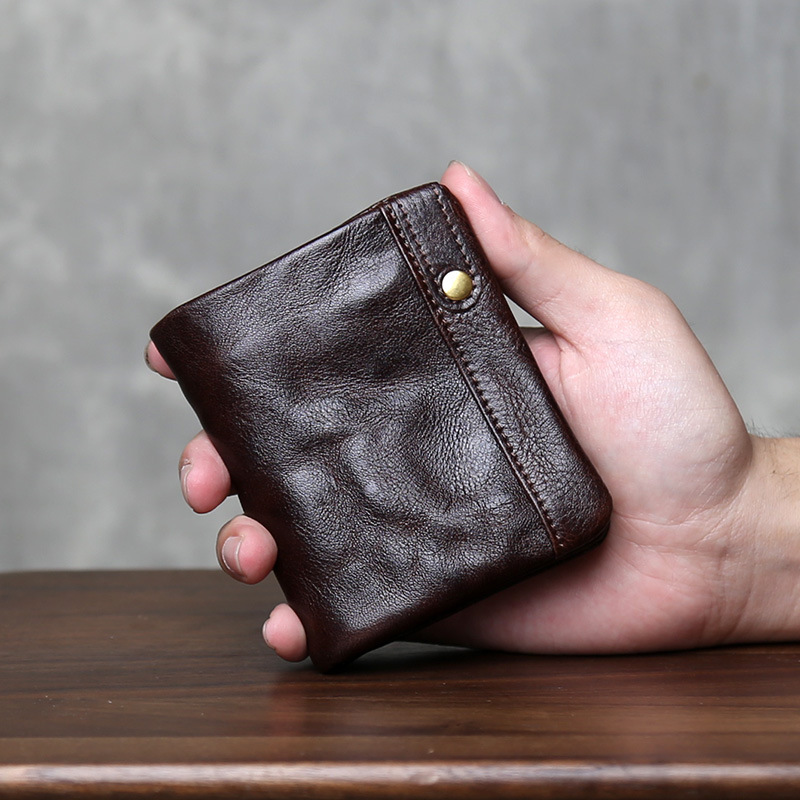 New Cross-Border First-Layer Cowhide Leather 80% off Men's Genuine Leather Wallet, Simple Vegetable-Tanned First-Layer Cowhide, Light Luxury Wallet