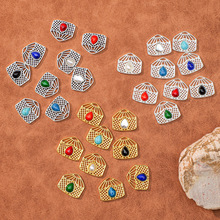 蒙古族风格饰品配件镂空合金吊坠仿松石彩色额饰发饰服饰DIY配件