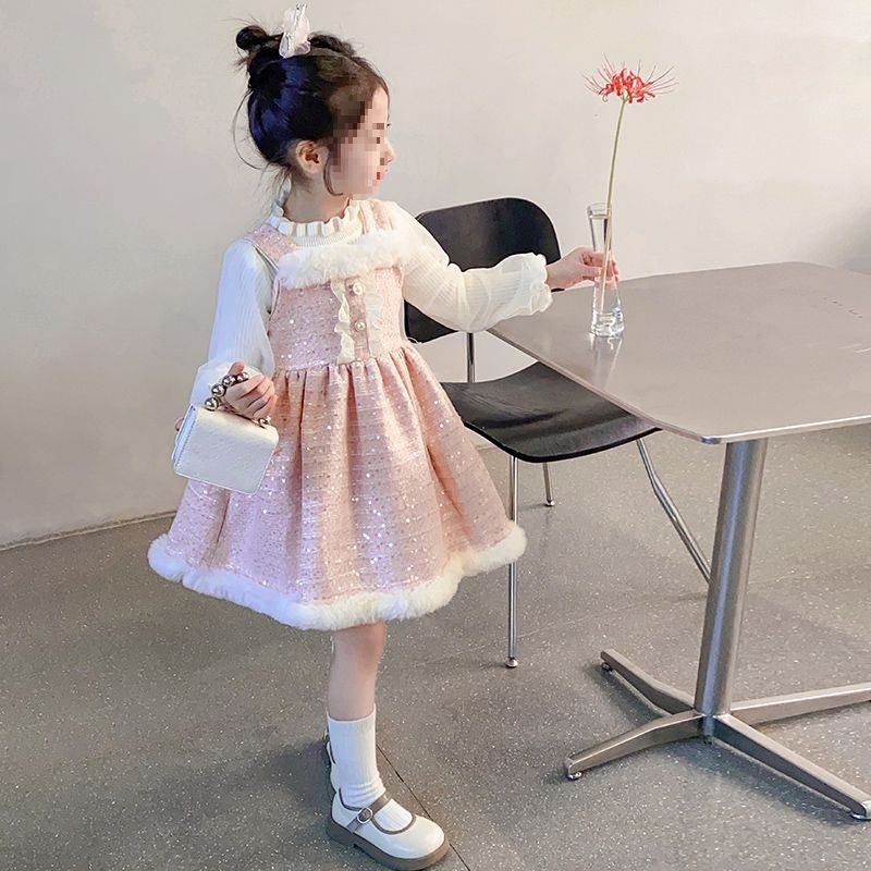 女童连衣裙秋冬装2025新款洋气儿童小香风套装女孩冬季加绒裙子潮