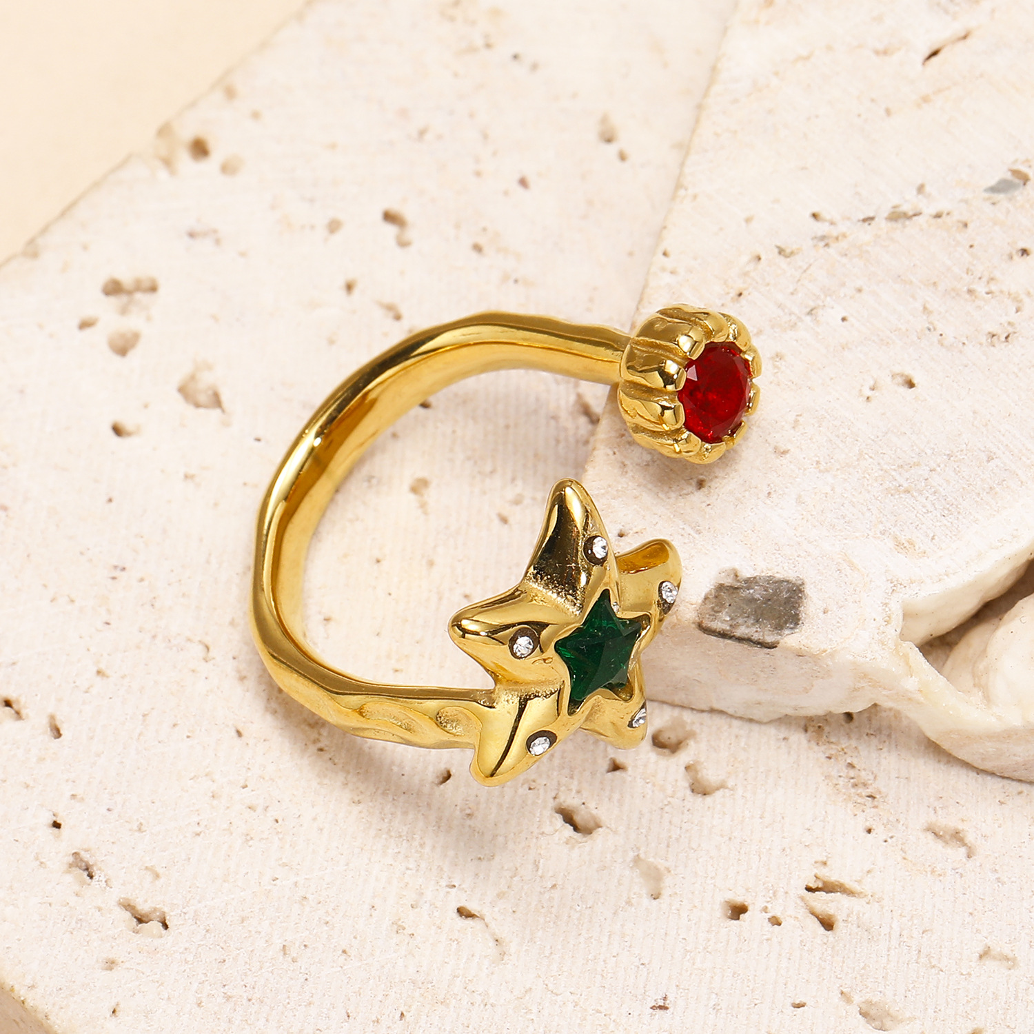 12g Weight Real Gold Plated Plating Material Open Rings Classification One Size Ring Size 1 Piece Quantity Daily Occasion 304 Stainless Steel Material Star Pattern Women's Gender Simple Style Style Waterproof Non Tarnish Craft Real Gold Plated Star 304 Stainless Steel Simple Style Waterproof Non Tarnish Open Rings 8