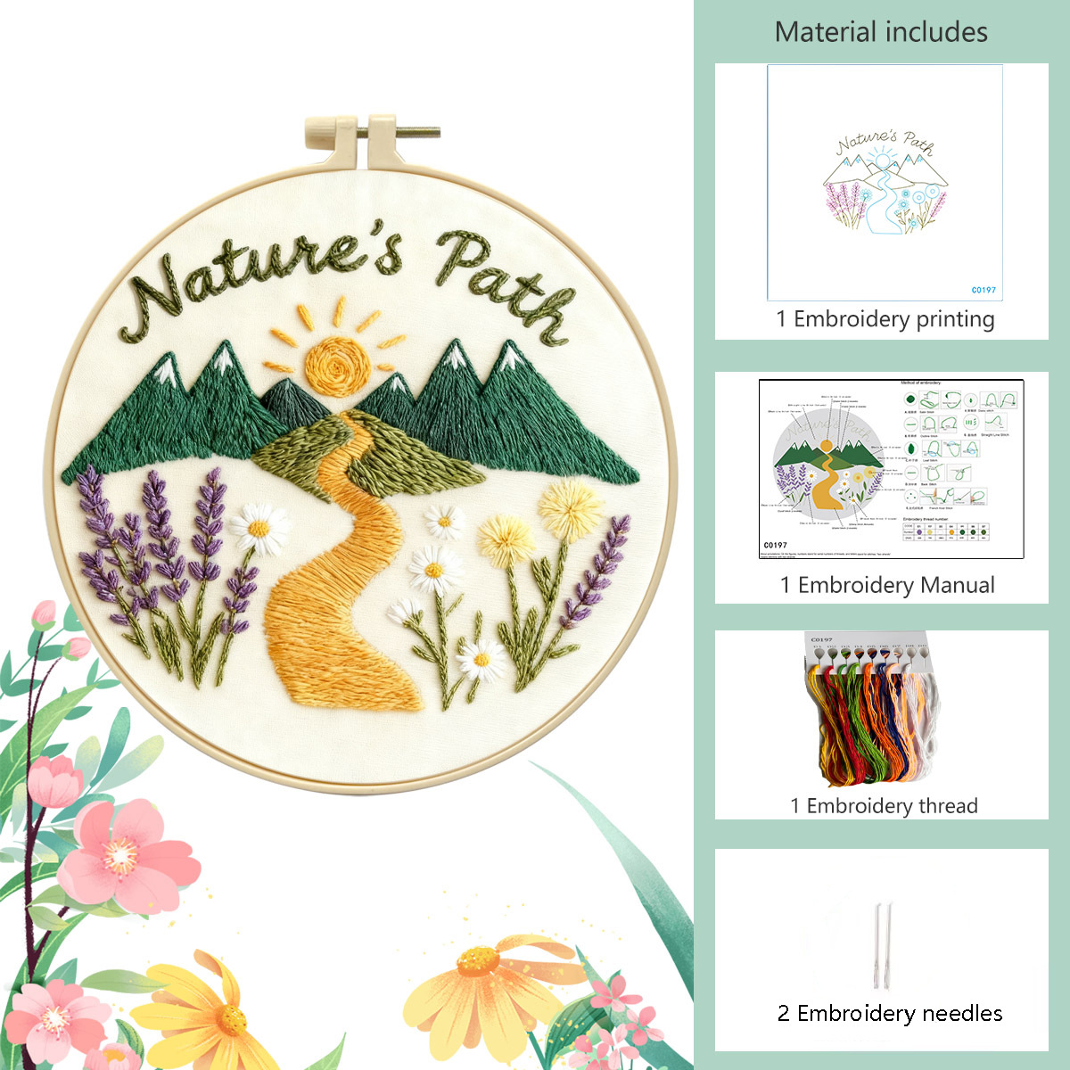 Paquete de materiales básicos (incluyendo 2 agujas de hilo de bordado)