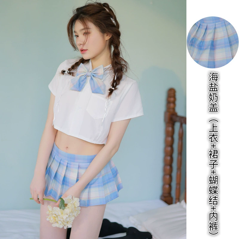 Sexy split transparent underwear, uniform for students, set