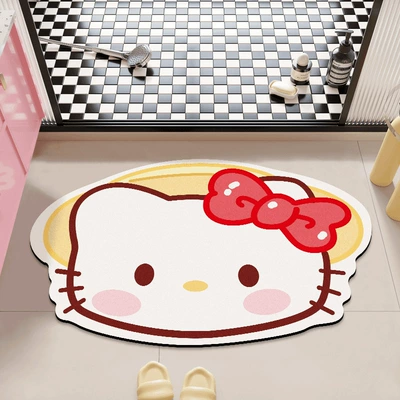 Hello Kitty bathroom rug, quick-drying carpet for the bathroom, household mat, doormat for the toilet entrance, absorbent and non-slip floor mat (Avtomobil döşəmə paspasları) - hello-kitty-red-bow-40x60cm-diatom-mud