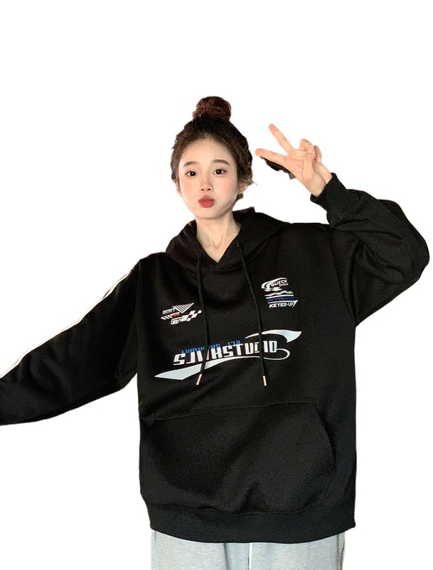 实拍卫衣男女情侣装薄款2025秋季新款口袋设计感印花连帽韩版上衣|undefined