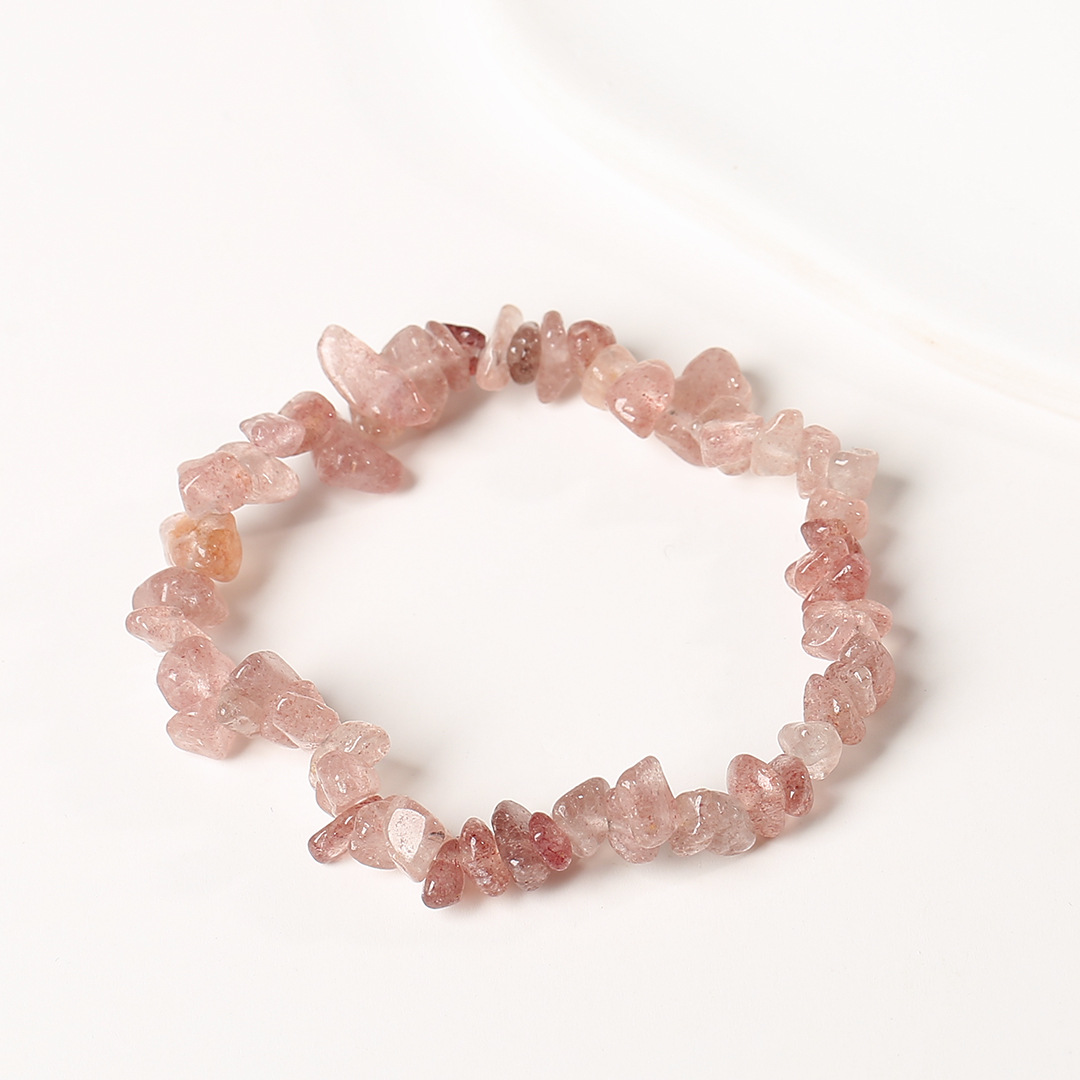 Pulsera de anillo único de piedra de cuartil natural irregular pulsera de cuerda elástica de piedra original estilo fresco simple y versátil