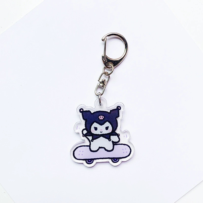 Акриловый брелок Sanrio с скейтбордом — милые персонажи, подарок на день рождения