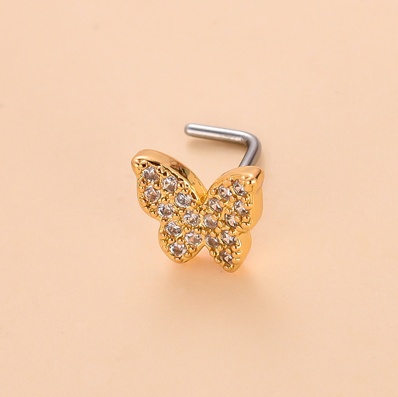 Simple Style Heart Shape Stainless Steel Plating Zircon Nose Studs 1 Piece display picture 25