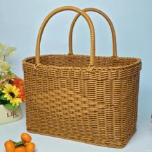 藤编菜篮子购物手提篮户外野餐篮纯仿藤编买菜摘菜水果菜篮子