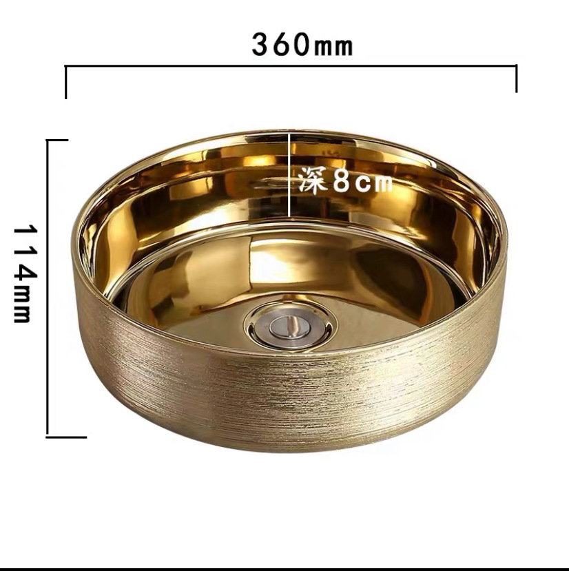 Galvanoplastia mesa de cerámica lavabo Hotel pequeño tamaño redondo transfronterizo lavabo cuenca única