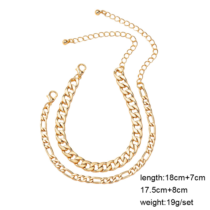 2021 Creative Punk Chain Couple Bracelet Female Europe And America Cross Border Gold Thick Chain Personality Pure Necklace Jewelry display picture 1