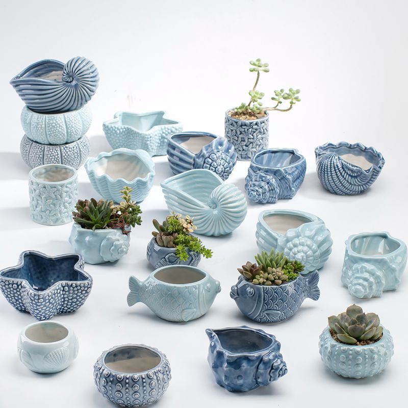 380g Weight 1 Piece Quantity ceramics Material Solid Color Pattern All Seasons Season Cartoon Style Style Best Selling Cute Cartoon Sea Succulent Flower Pot Decoration