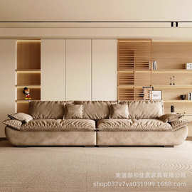 意式轻奢帆船沙发高端超宽大坐深极简直排客厅家用小户型布艺沙发