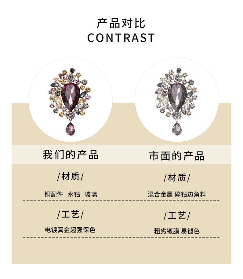 实物巨美复古气质水晶花朵胸针百搭实用重工大气别针宫