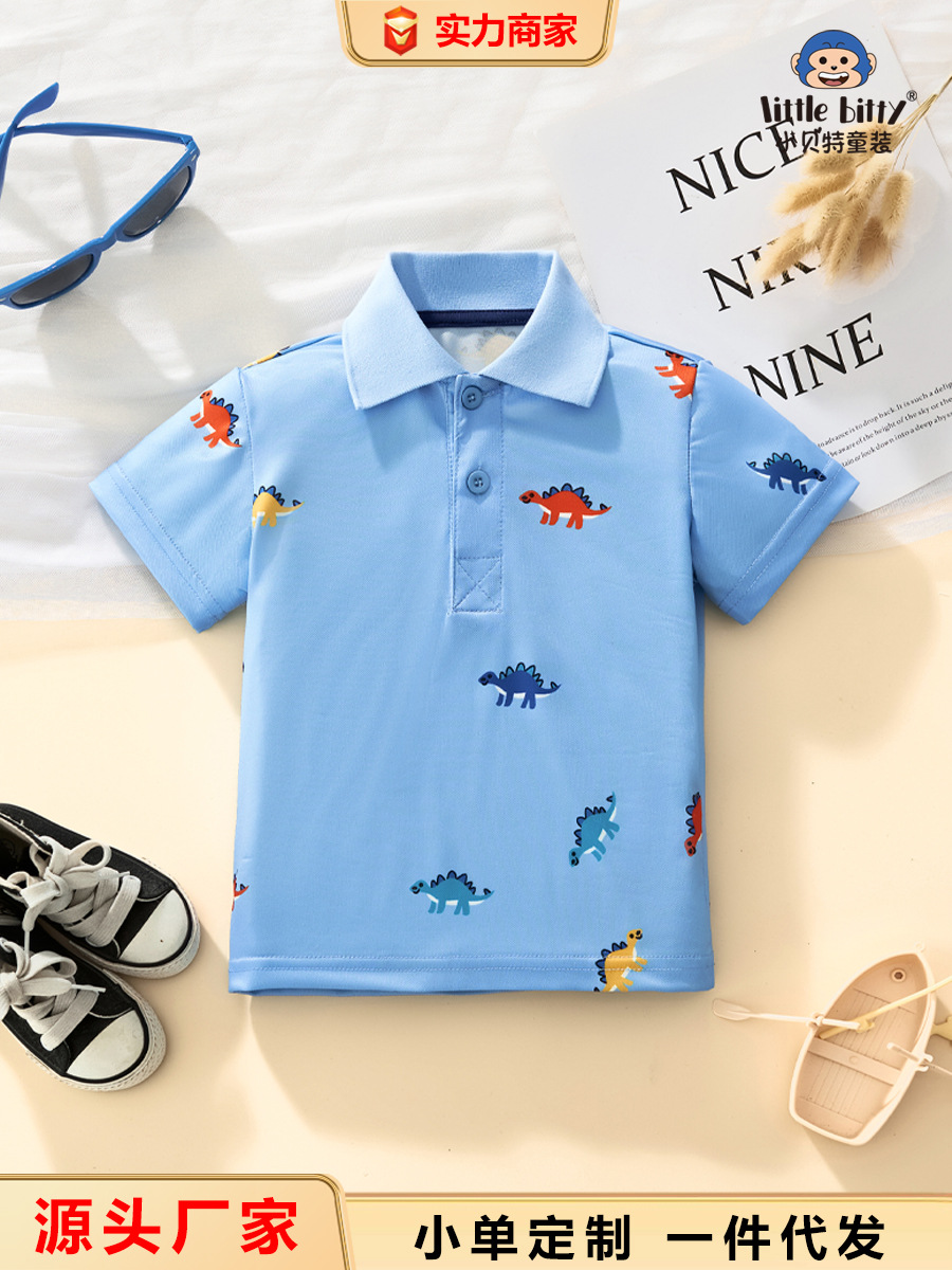 Summer New Kidsren's Clothing Polo Shirt Kidsren's Short-Sleeved Fashion Casual Boys Half-Sleeved Button Shirt Boys Tops
