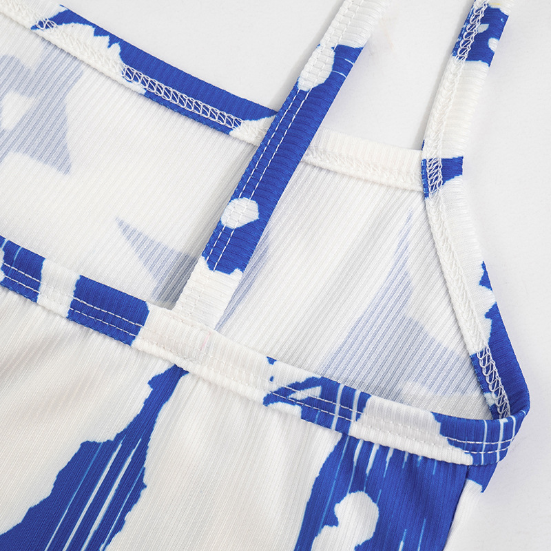 Women Clothing Summer Color Contrast Striped Sleeveless Strap Casual Sports Romper