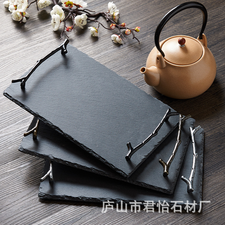 Simple Retro Style Branch Handle Decoration Display Plate Household Restaurant Water Cup Bowl Plate Tray Display Plate