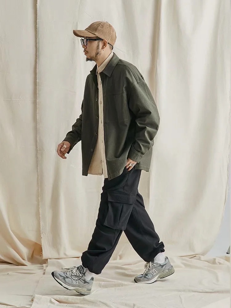 Japanese mens workwear oversized shirt jacket loose casual