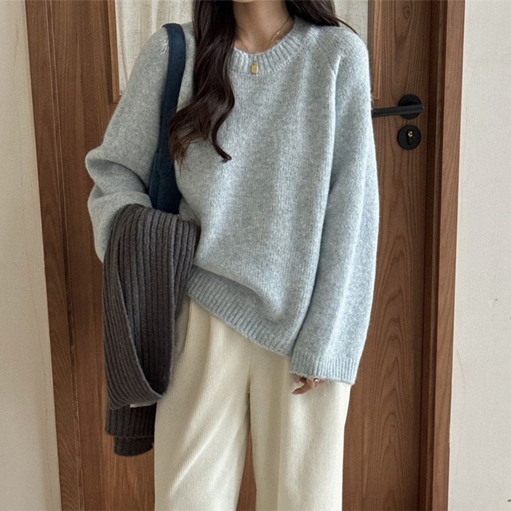 24 invierno Puyuan perezoso viento grueso suave glutinoso chaqueta suéter para mujeres otoño invierno nuevo estilo coreano ancho