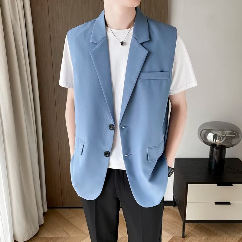 Suit Vest Men's High-end Sense Outer Vest Fashionable Loose Spring and Autumn Japanese Style Thin Casual All-match Duffian Handsome Suit