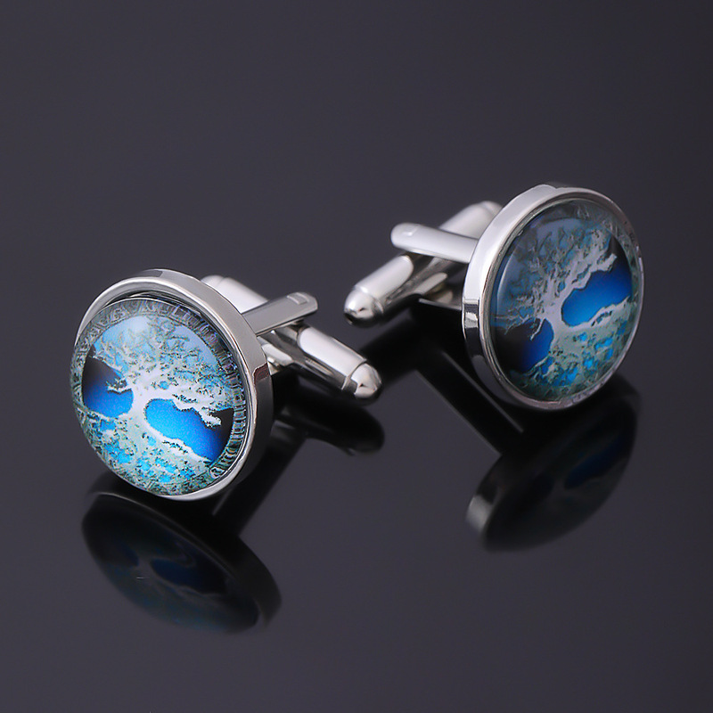 Amazon's New Product Celtic Tree of Life Time Gem Men's Cuffs Retro Metal French Cufflinks