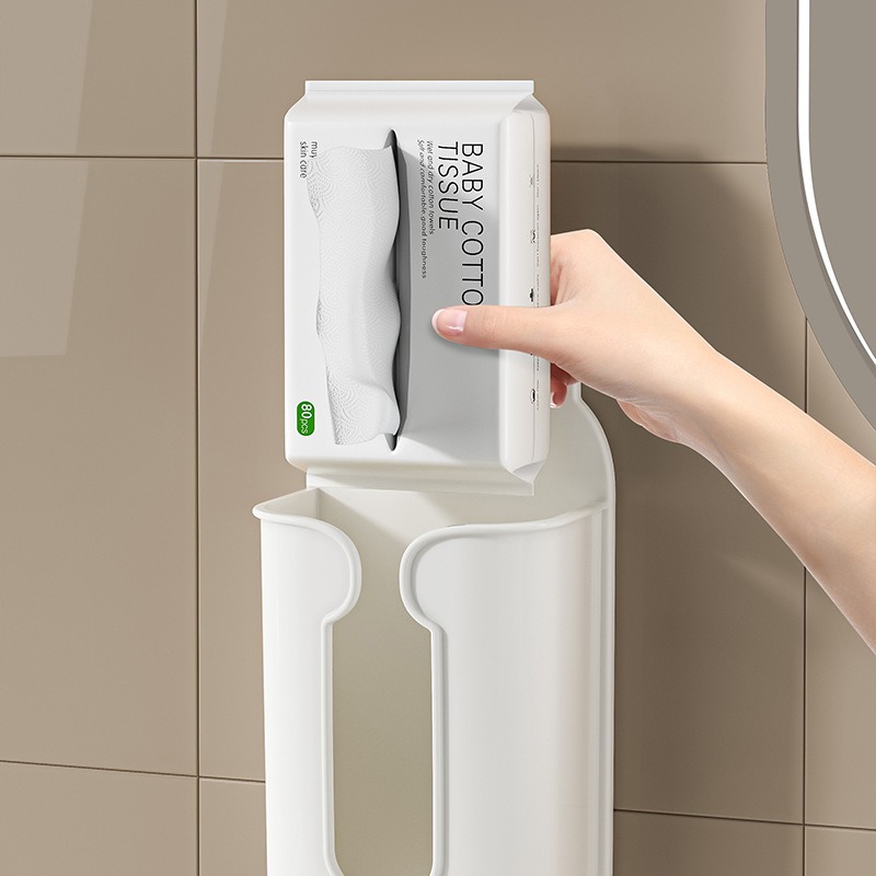 Gran venta de caja de papel montada en la pared para baño, caja de pañuelos creativa de dibujos animados, caja de almacenamiento de máscara extraíble de pared multifuncional