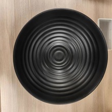 热销经典密胺黑色磨砂大碗仿瓷日式螺纹拉面碗耐摔洗碗机可用