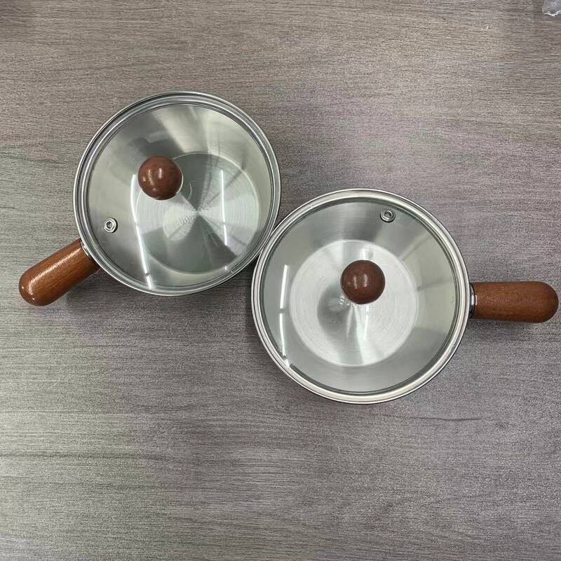 ステンレス製インスタントラーメンボウル 蓋付き 一人用ポット 小型ミルクポット サラダボウル クッキングボウルポット 多機能補助ポット|undefined