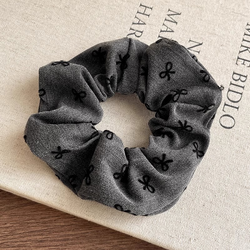 Grey arco cuadrado anillo de cabello de intestino grueso mujer cola de caballo baja correa de cabello de alta elasticidad cuerda de cabeza duradera