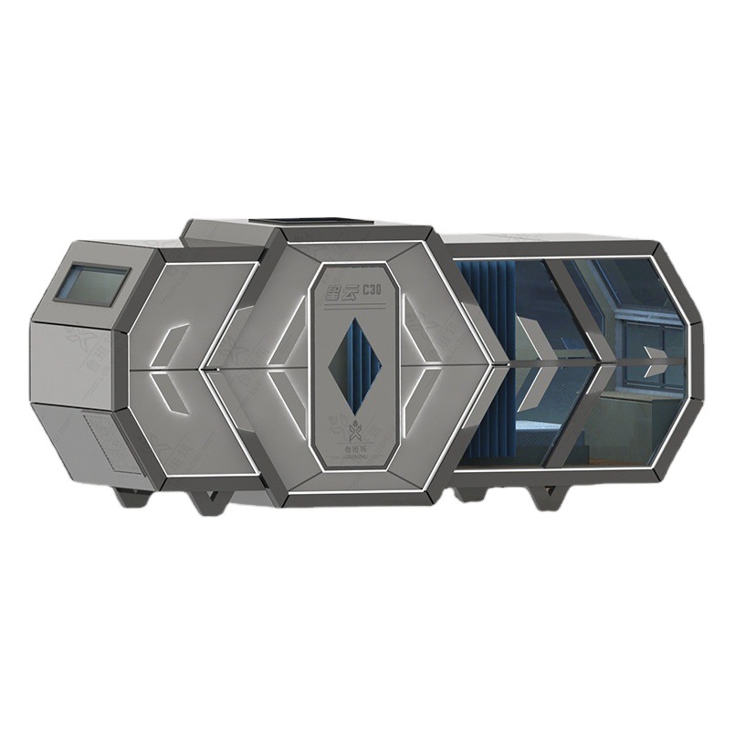 Lubangzhu cápsula de espacio de iluminación panorámica super transparente visibilidad visualización B & B hotel en línea rojo camping cápsula de espacio insonorizada