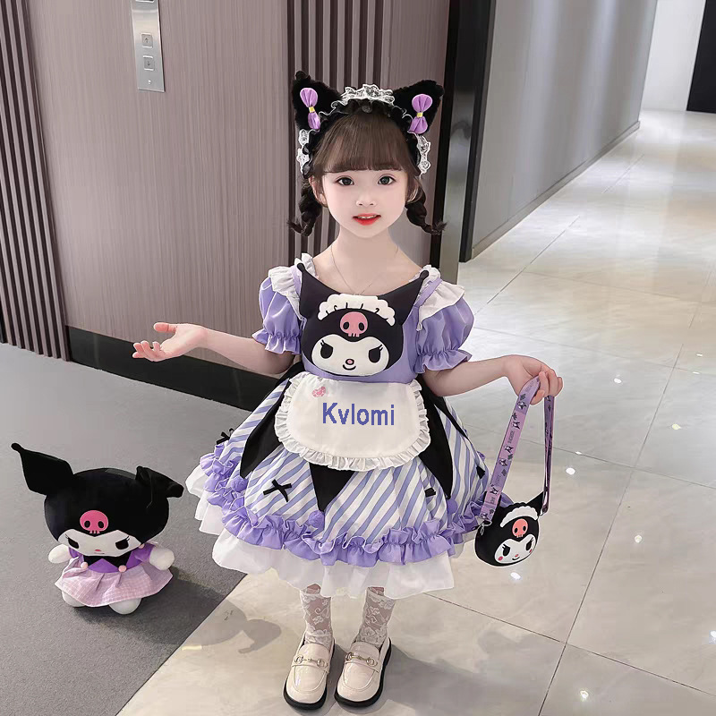 Girl's Summer Princess Culomi Dress Pink Lolita Western Style dress 2-9 Years Old Girl's Puff Dress