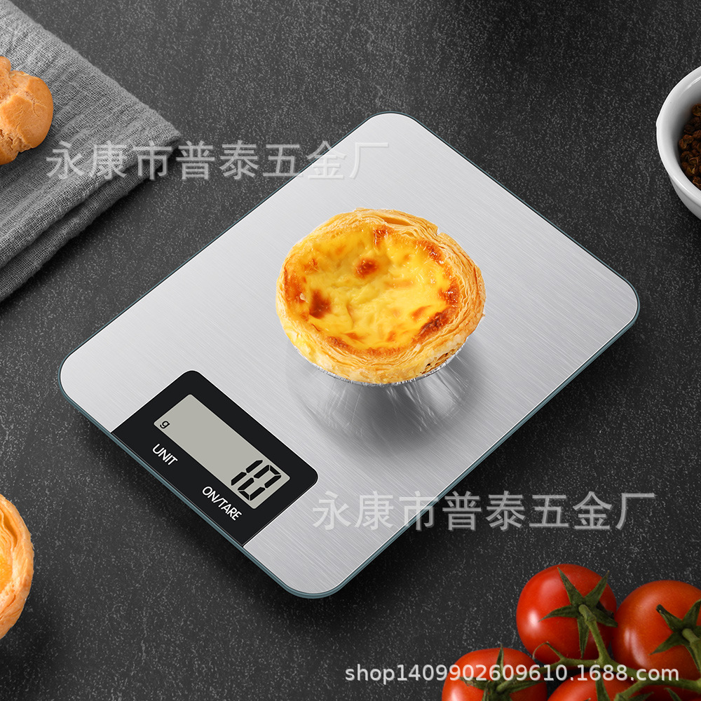 Balanza electrónica doméstica pequeña 5KG/1G — pantalla táctil grande, acero inoxidable, precisión para cocina o medicina