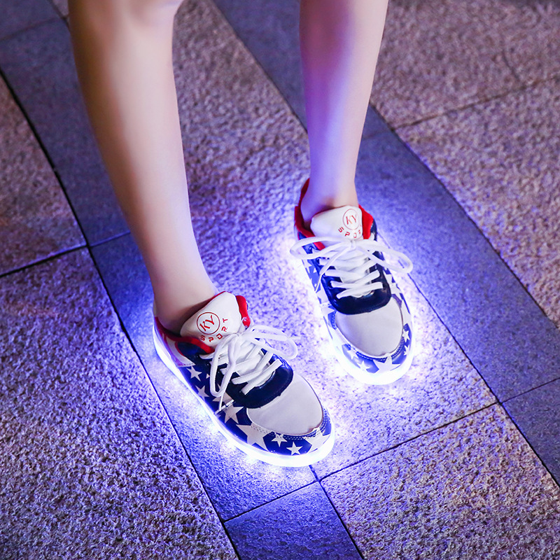 Podeszwy butów dla dorosłych z diodami LED do ładowania przez USB, świecące, kolorowe buty ze światłem, codzienne buty do chodzenia w duchach_voghion.com