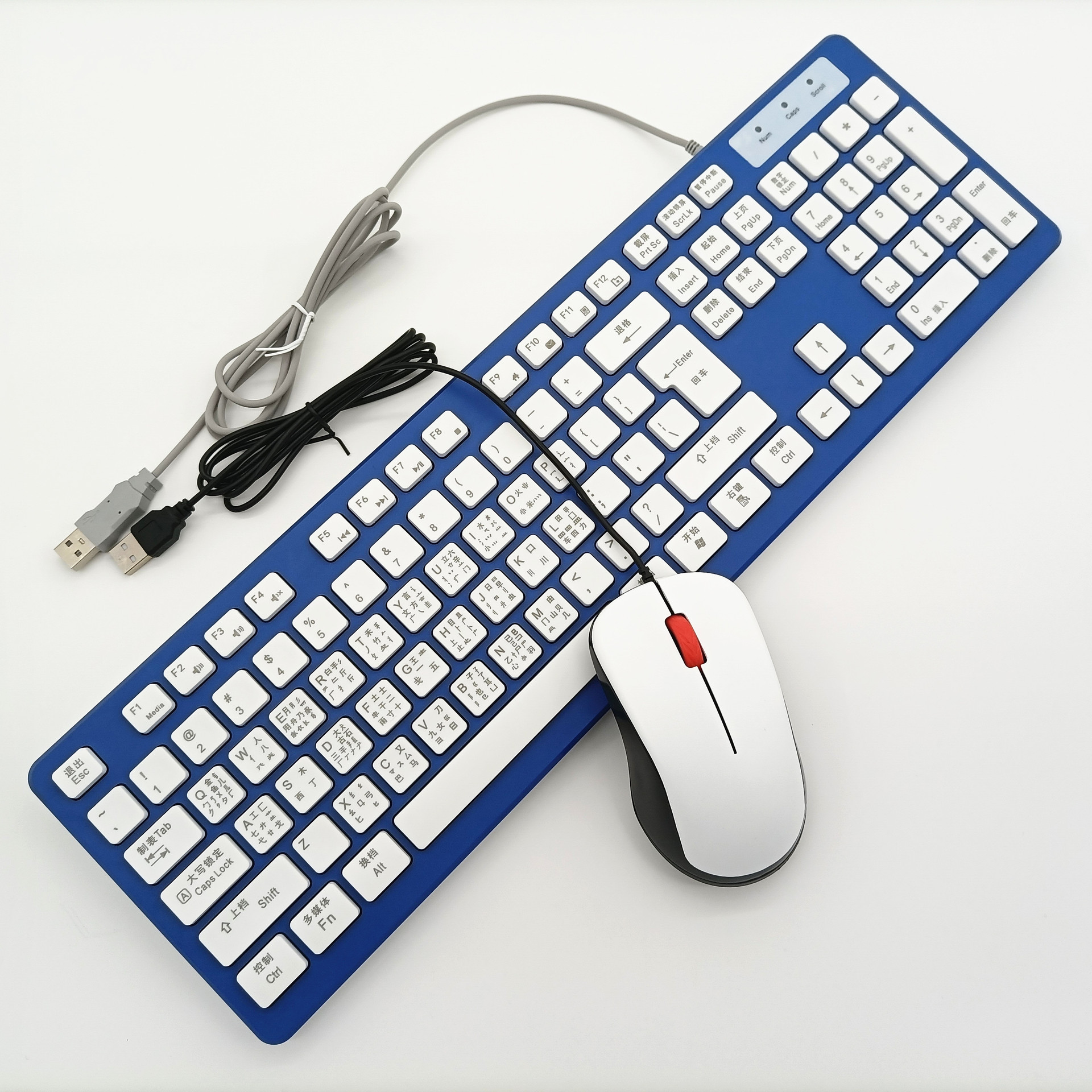 Синяя клавиатура Wubi + бесшумная мышь M2