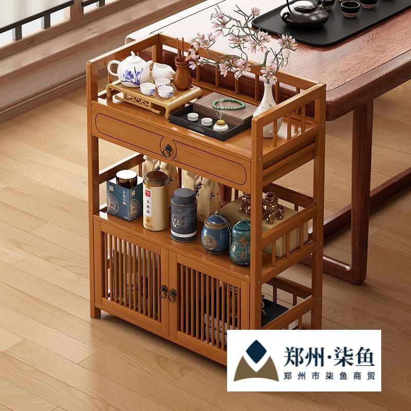 Chinese-Style Antique Shelf Tea Cabinet Tea Room Storage Rack Display Cabinet Storage Tea Table Side Cabinet Multi-Treasure Cabinet Tea Ornaments