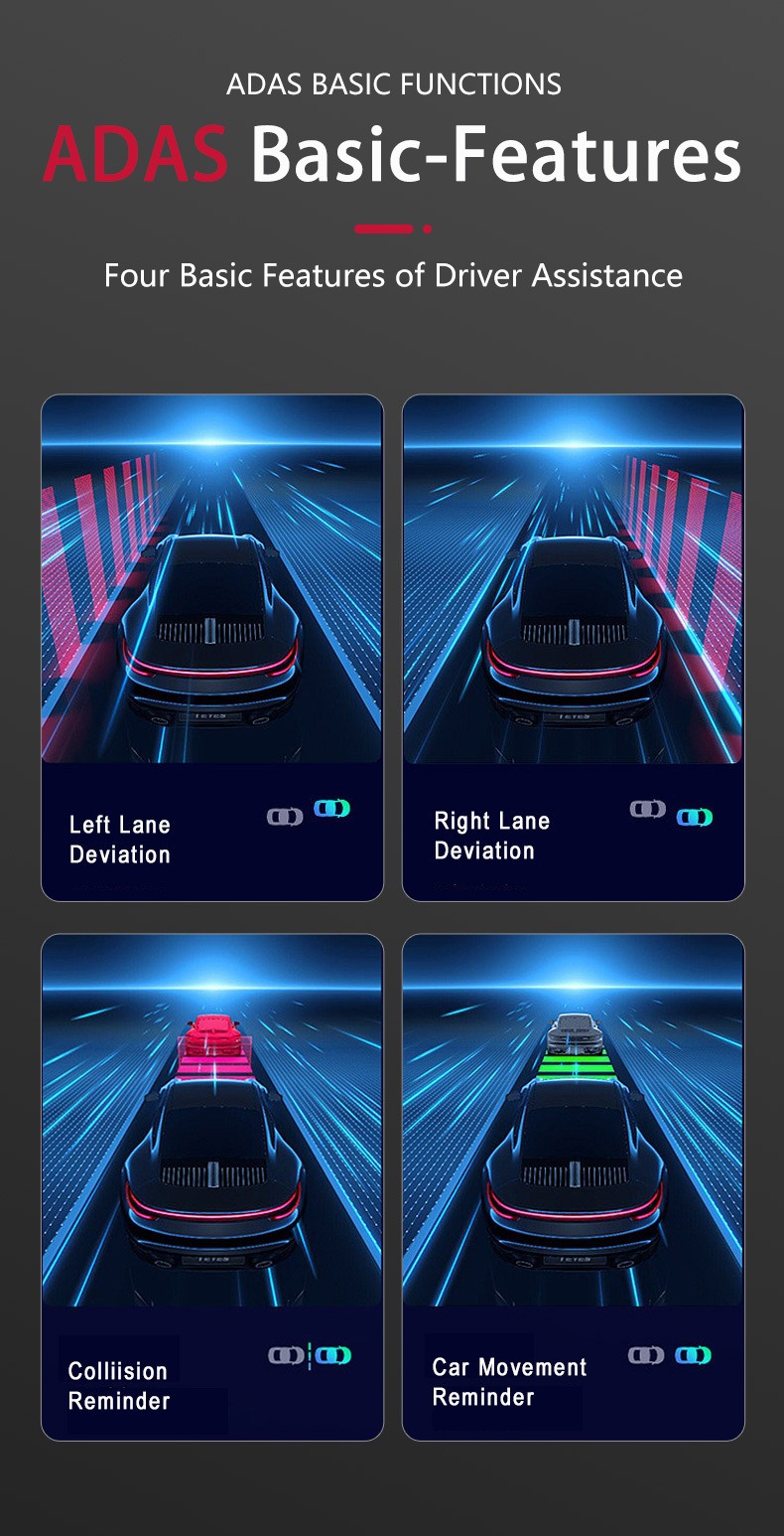 Cross-Border Popular Car Dashcam with Adas, Android Universal Dashcam, Hidden Car Recorder
