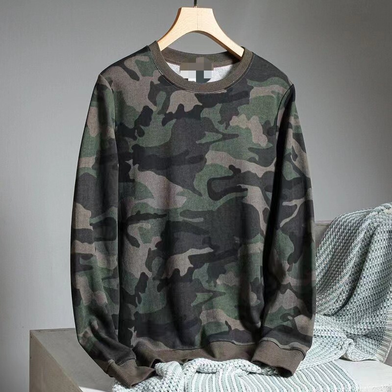 Factory Straight Hair Spring and Autumn Men's Knitted terry Military Camouflage Sports Leisure Crewneck Pullover Sweater Men's Jacket