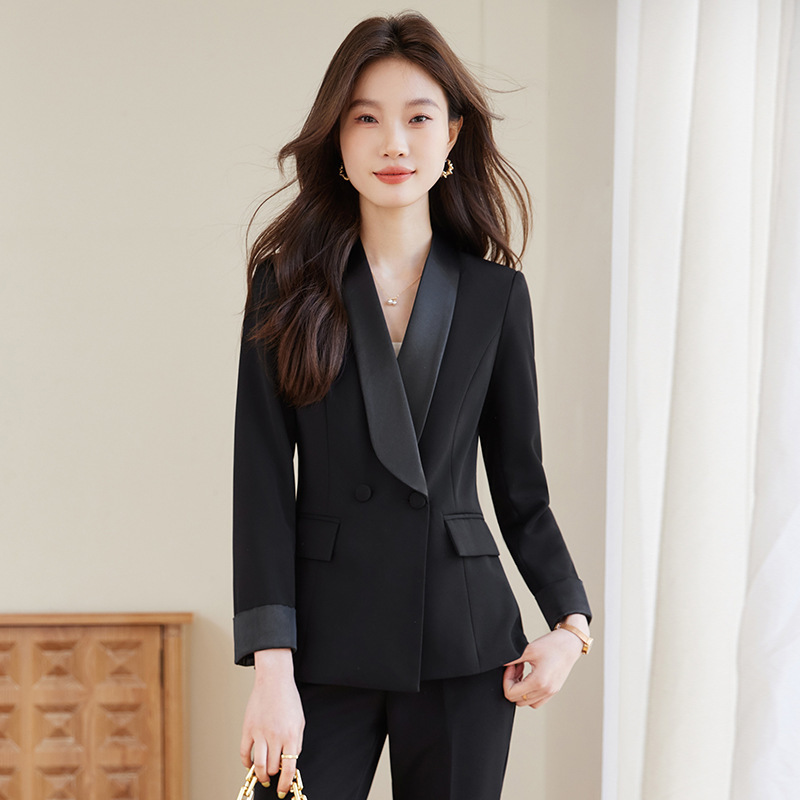 跨境白色西装套装女主持人职业西服气质设计高级感时尚休闲两件套|undefined